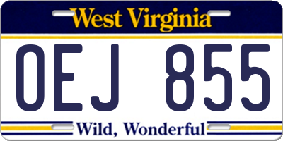 WV license plate OEJ855