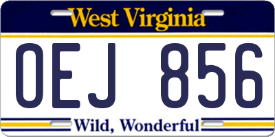 WV license plate OEJ856