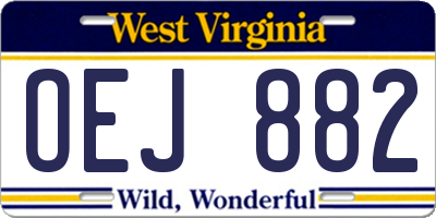 WV license plate OEJ882