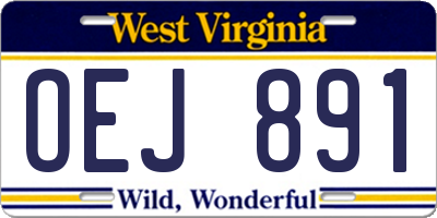 WV license plate OEJ891