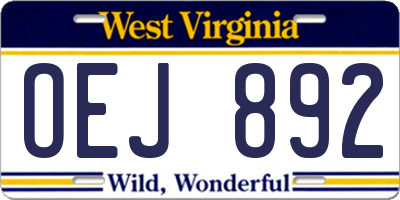 WV license plate OEJ892
