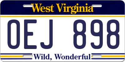 WV license plate OEJ898