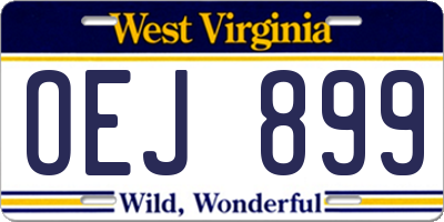 WV license plate OEJ899