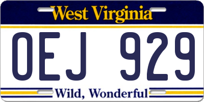 WV license plate OEJ929