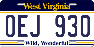 WV license plate OEJ930