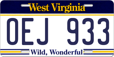 WV license plate OEJ933