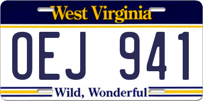 WV license plate OEJ941