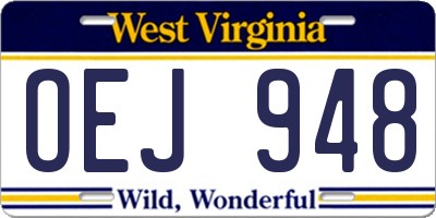 WV license plate OEJ948