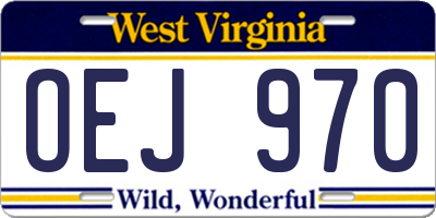 WV license plate OEJ970