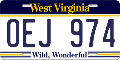 WV license plate OEJ974