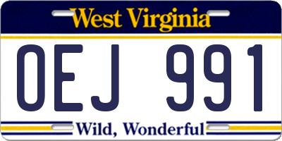 WV license plate OEJ991