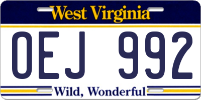 WV license plate OEJ992