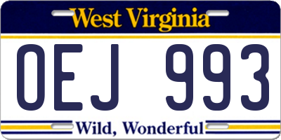 WV license plate OEJ993