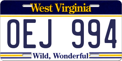WV license plate OEJ994