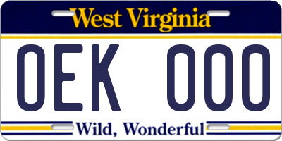 WV license plate OEK000