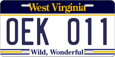 WV license plate OEK011