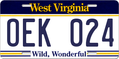 WV license plate OEK024