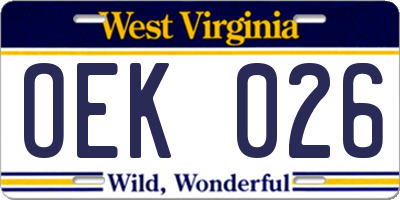 WV license plate OEK026