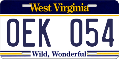 WV license plate OEK054