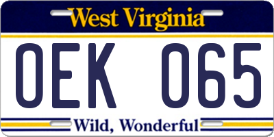WV license plate OEK065