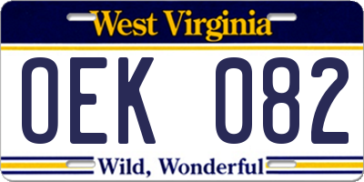 WV license plate OEK082