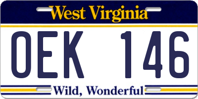WV license plate OEK146