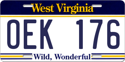 WV license plate OEK176