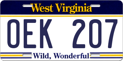 WV license plate OEK207