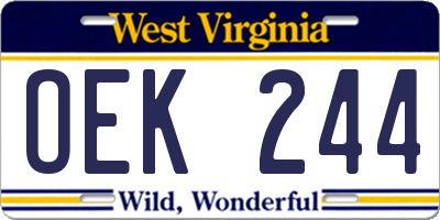 WV license plate OEK244
