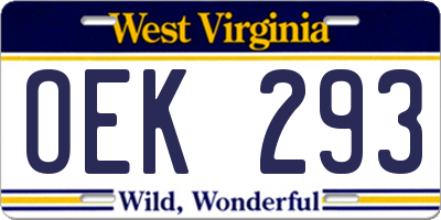 WV license plate OEK293