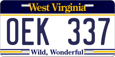 WV license plate OEK337