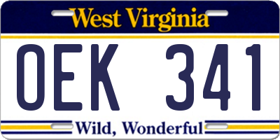 WV license plate OEK341