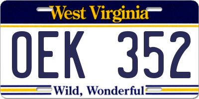 WV license plate OEK352