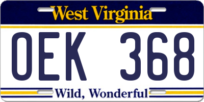 WV license plate OEK368