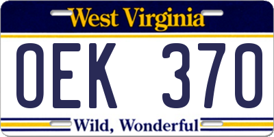 WV license plate OEK370