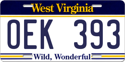 WV license plate OEK393