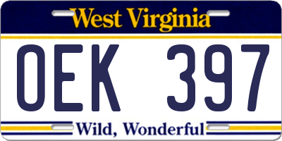 WV license plate OEK397