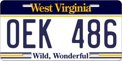 WV license plate OEK486
