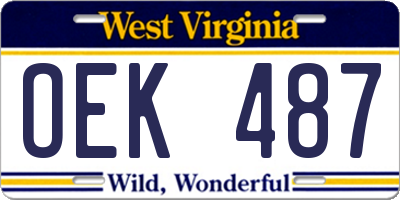 WV license plate OEK487