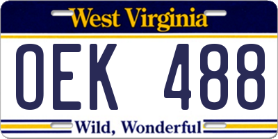 WV license plate OEK488