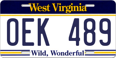 WV license plate OEK489