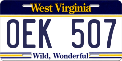 WV license plate OEK507