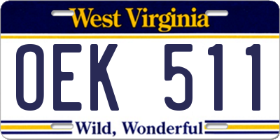WV license plate OEK511