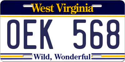 WV license plate OEK568