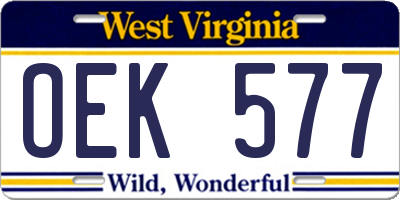 WV license plate OEK577