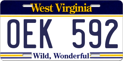 WV license plate OEK592