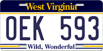 WV license plate OEK593