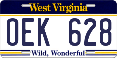 WV license plate OEK628