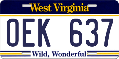 WV license plate OEK637