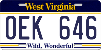 WV license plate OEK646